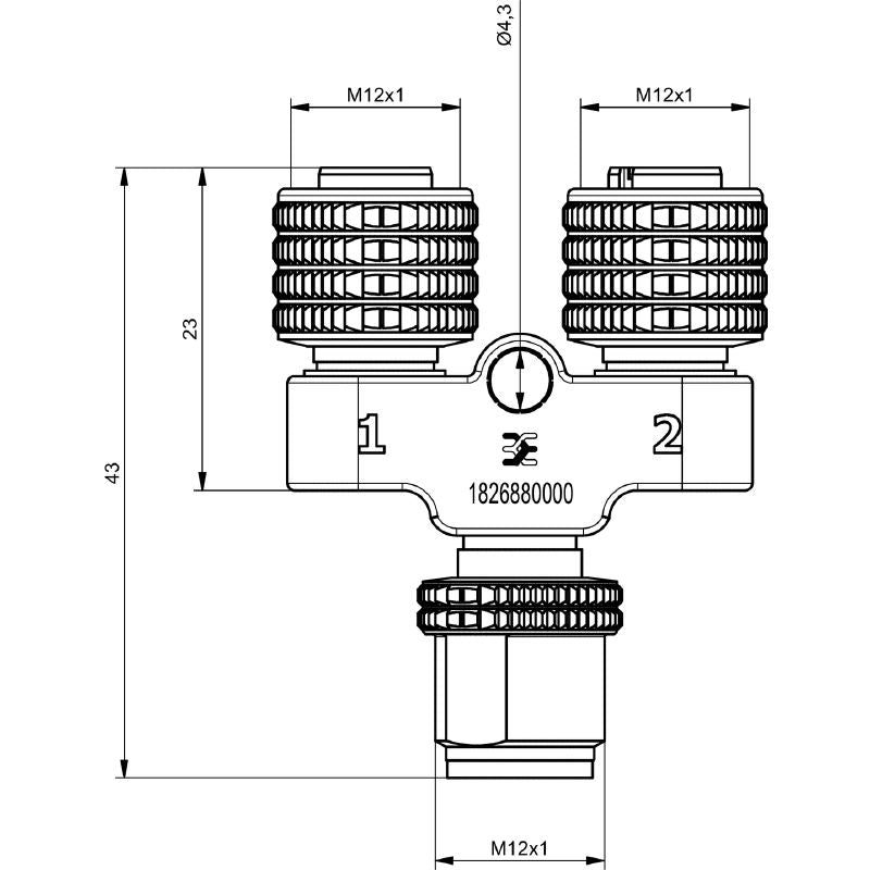1826880000 - M12 Y Connector with IP67, 4A Rating, RoHS Compliant
