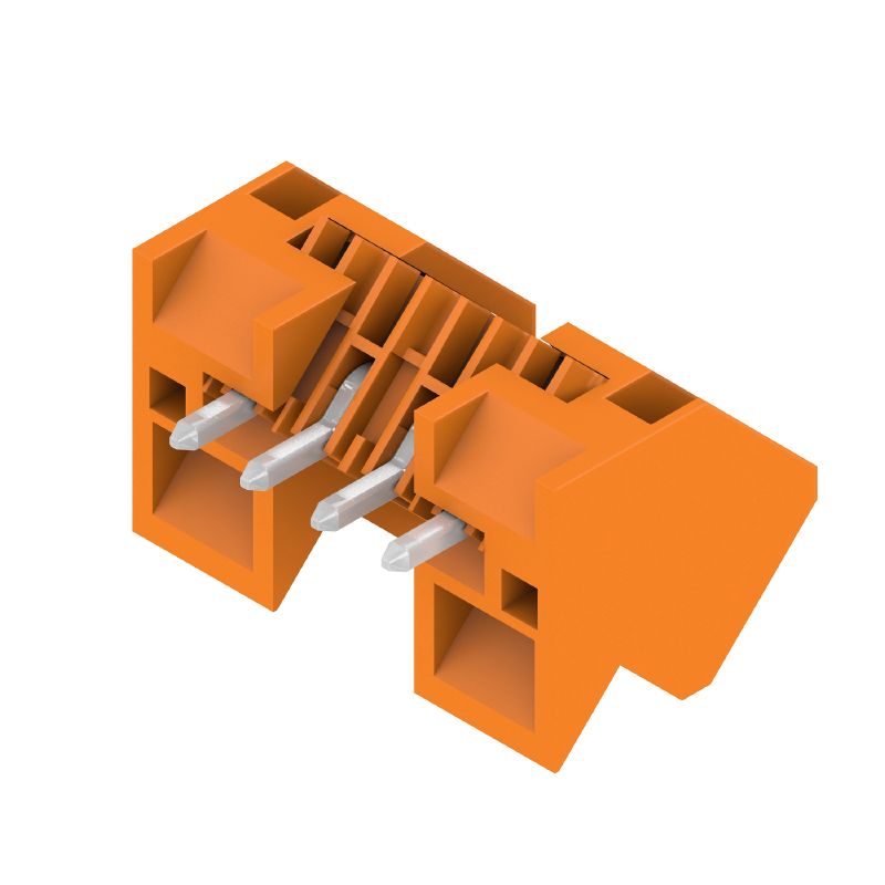 1643350000 - 4-Pole 3.5mm PCB Connector with 135° Elbow, Tinned Orange (Pack of 84)