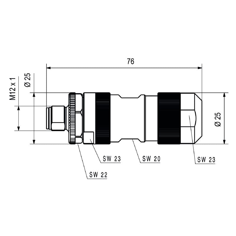 2703510000 - M12 Field Attachable Connector, IP67, 8-13 mm Cable Diameter