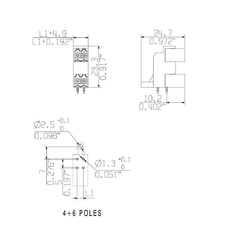 1255060000 - 3.50mm 6-Pole Black PCB Connector with 90° Elbow (Pack of 50)