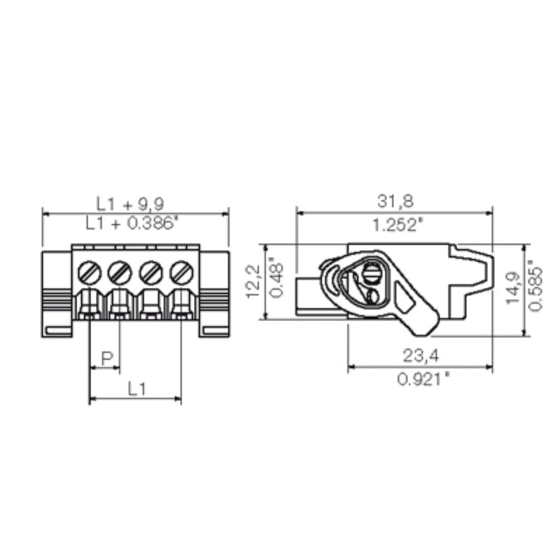 1890120000 - 5.08mm PCB Female Connector with 15 Poles, 180° Top Connection (Pack of 18)