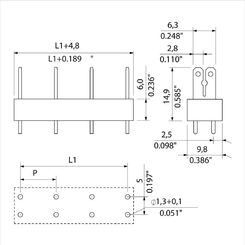 9500840000 - 10-Pole Orange PCB Terminal, 10mm Pitch, 180° Angle (Pack of 50)
