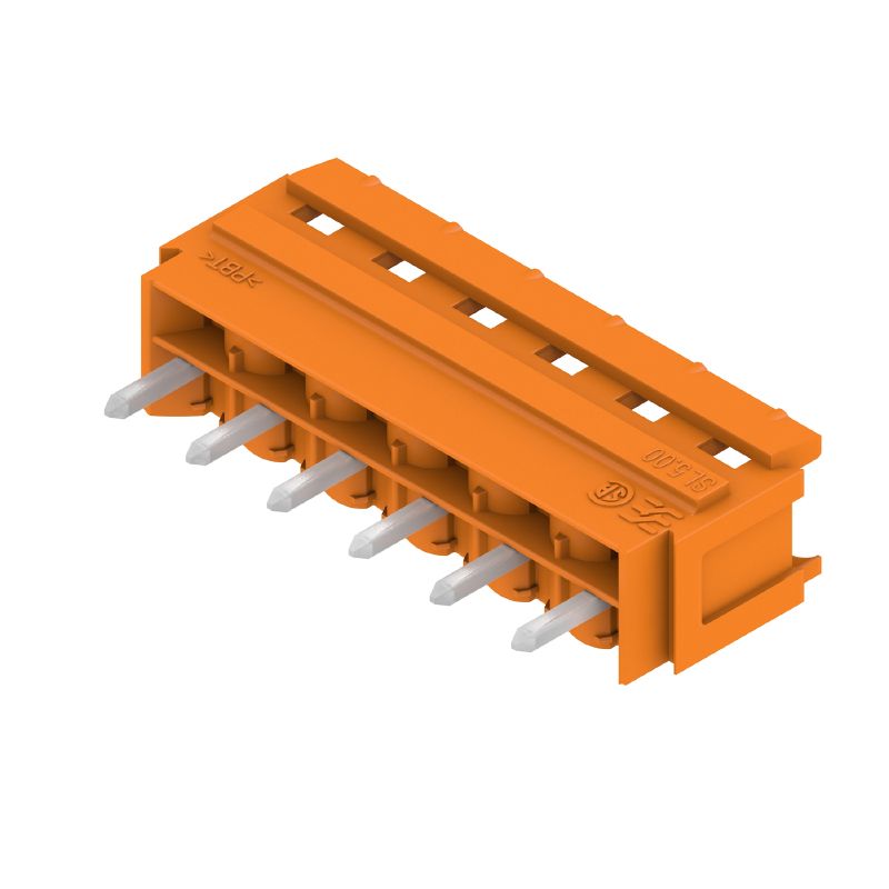 1582050000 - 5mm 6-Pole PCB Connector with 4.5mm Solder Pins, Orange (Pack of 50)