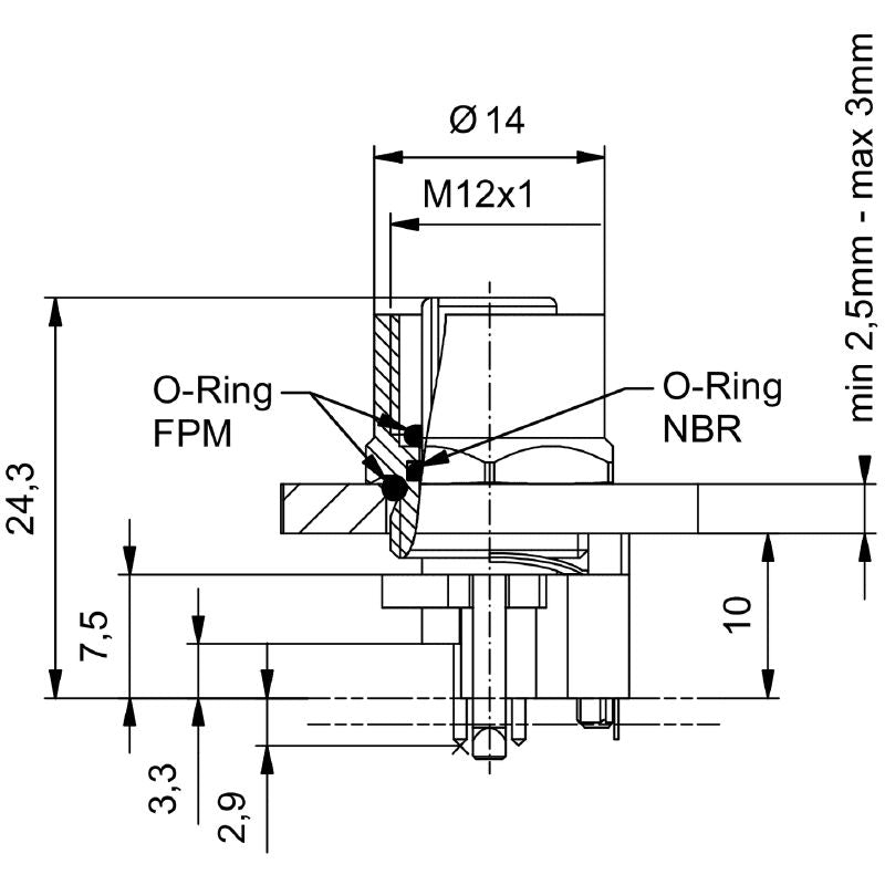 2424140000 - M12 Connector with 4 Poles and Built-In Plug (Pack of 10)