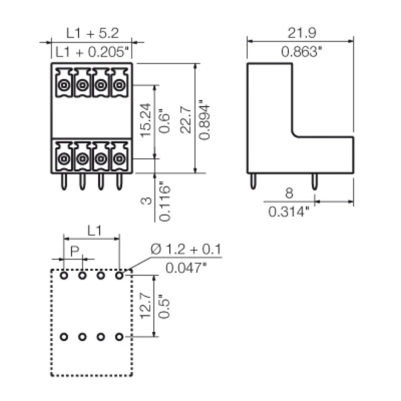 1032090000 - 3.81mm Male PCB Connector with 4 Poles, Tinned Solder Pins (Pack of 50)