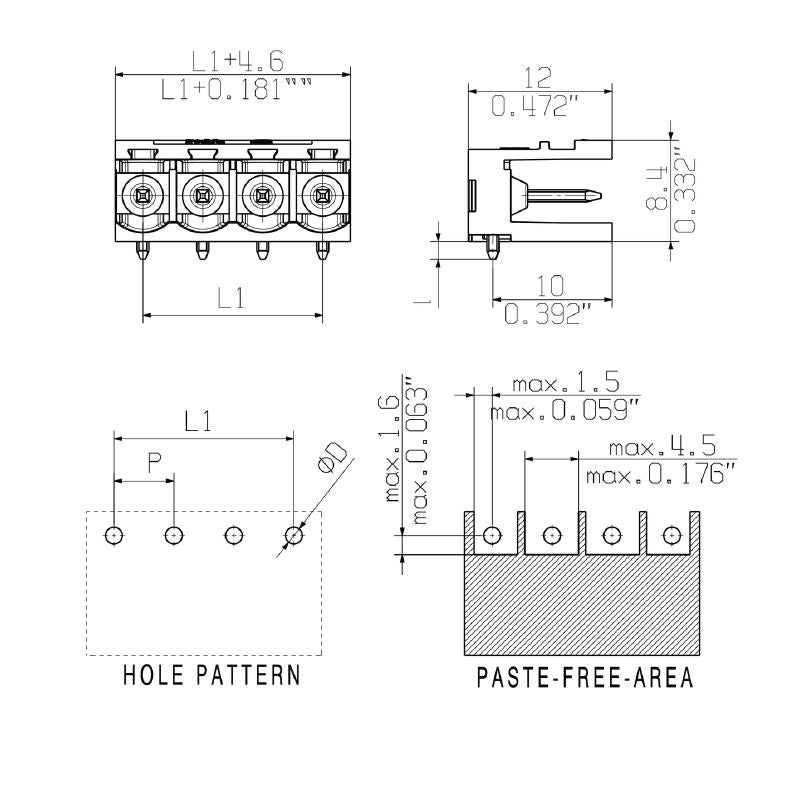 1839970000 - 5.00mm 10-Pole PCB Connector with 3.2mm Solder Pins (Pack of 50)