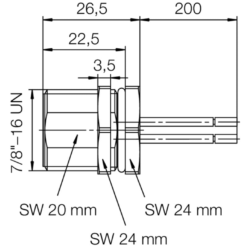 2577160000 - 7/8" Connection Plug, 4 Poles, 0.4m Cable Length