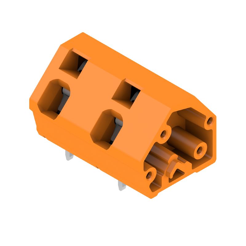 1953470000 - 10mm PCB Terminals, 2 Poles, 135° Angle, Orange (Pack of 100)