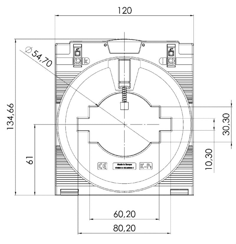 CMA-81-2000-5A-10VA-1 - 2000A Closed Current Transformer, 134mm x 120mm x 52mm