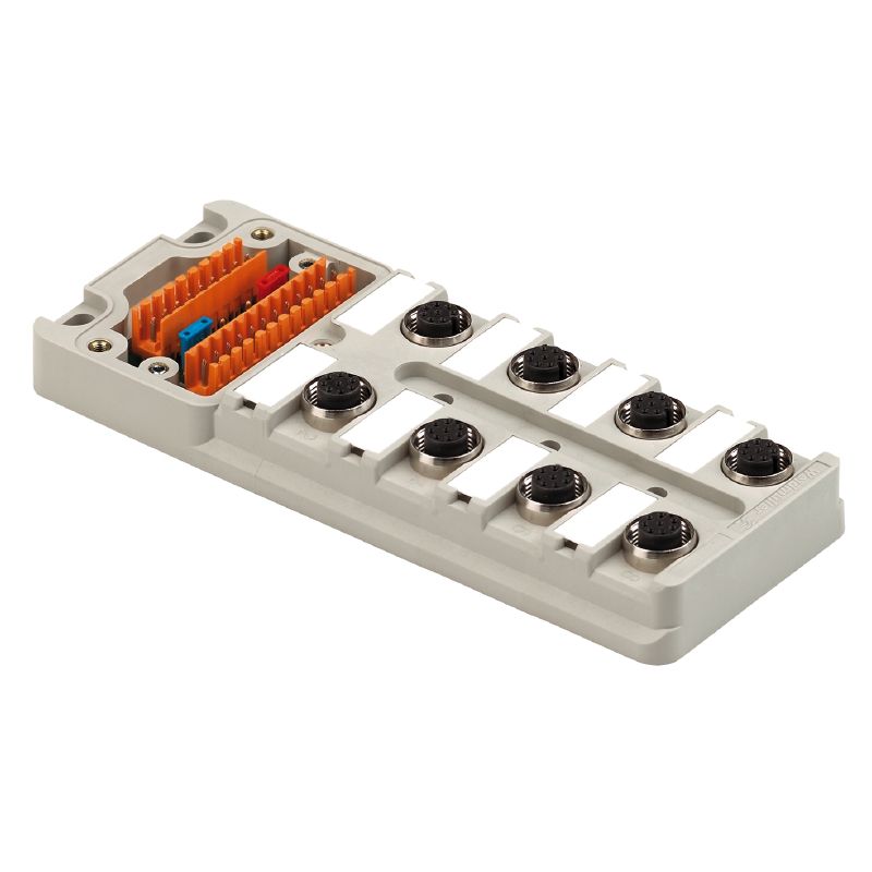 1766801000 - A-coded M12 Hood Distributor with LED Indicator, 10A Capacity (Pack of 2)