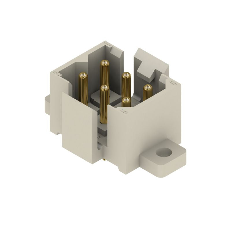 1441800000 - 6-Pole 5mm Male PCB Connector with Flange and Gold Pins (Pack of 50)