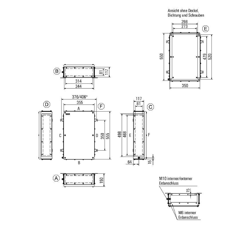 1196360000 - Stainless Steel Terminal Box 550mm x 350mm x 200mm, RoHS Compliant
