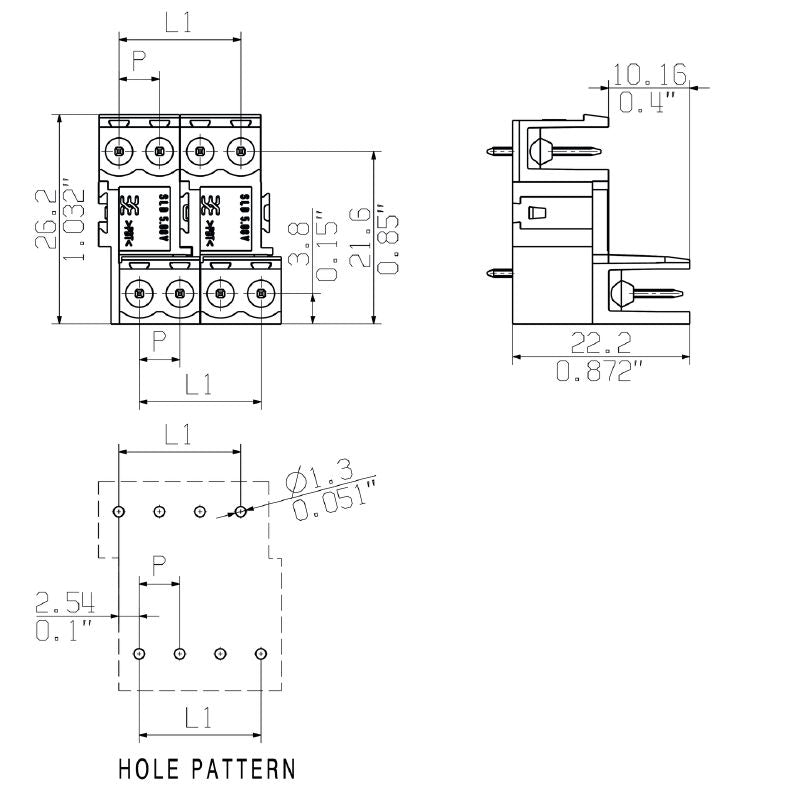 1725680000 - 5.08mm Male Header Connector, 10 Poles, 180° Angled (Pack of 50)