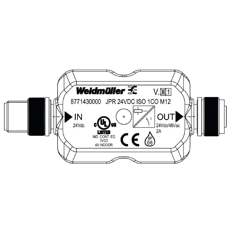 8771430000 - 24VDC Relay Module with M12 Plug, 2A Continuous Current