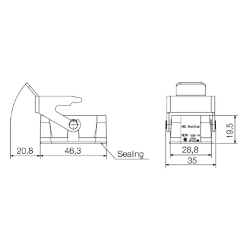 1354950000 - HQP IP65 Bulkhead Housing with Side-Locking Clamp