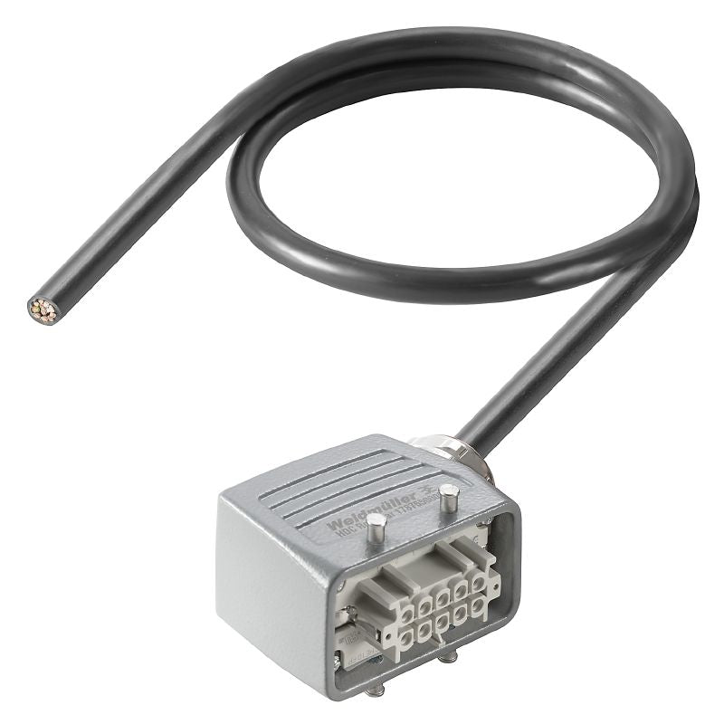 2712300100 - 1m 10-Pole Heavy-Duty Connector, 12mm Diameter