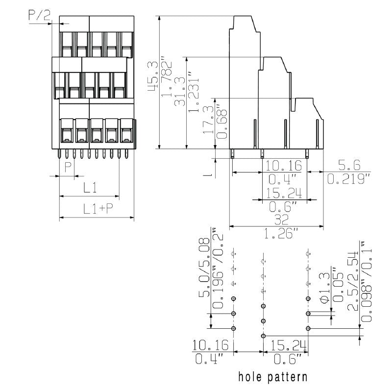 1934360000 - 5.00mm PCB Terminals, 6 Poles, 90° Angle, RoHS Compliant (Pack of 50)