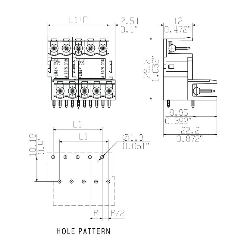 1258350000 - 5.08mm 8-Pole Male PCB Connector with 90-Degree Angle (Pack of 50)