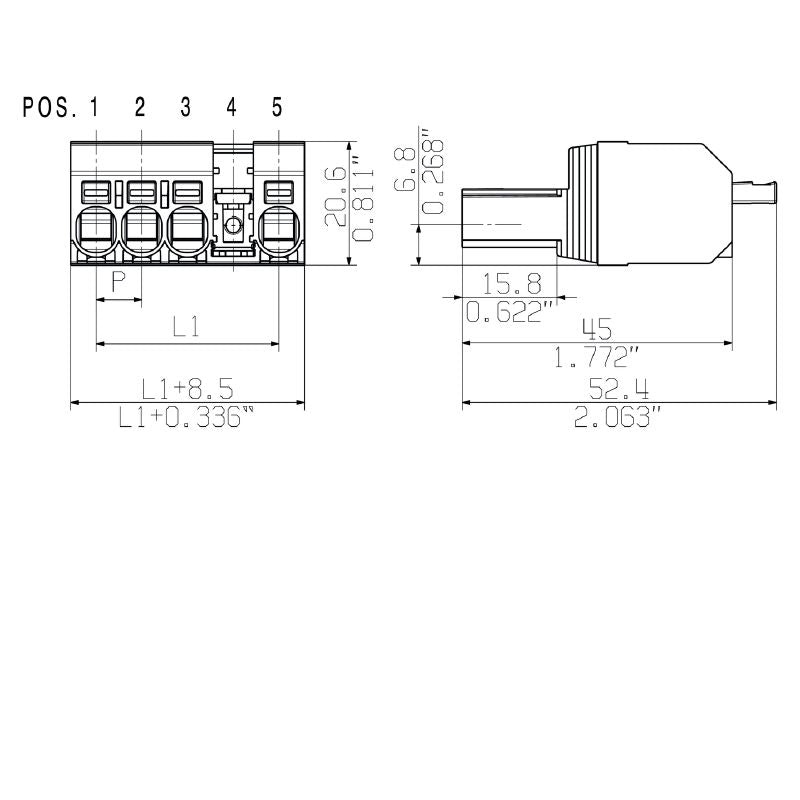 2630470000 - 7.62mm 4-Pole PCB Connector with PUSH IN Actuator (Pack of 48)