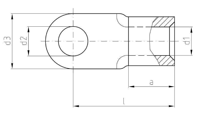 1493210000 - M8 Cable Lug for 70 mm² Terminal Ends, 38 mm Length (Pack of 50)