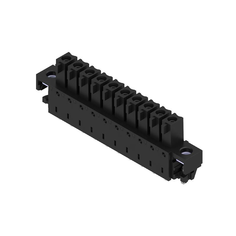 1029350000 - 10-Pole 3.81mm PCB Connector, 180° Solder Flange, Black (Pack of 50)