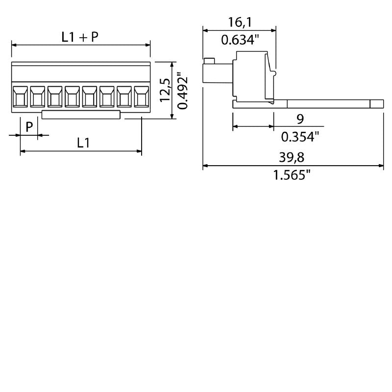 1236420000 - 3.81mm 17-Pole Female Connector with Clamping Yoke, Box of 50 (Pack of 50)