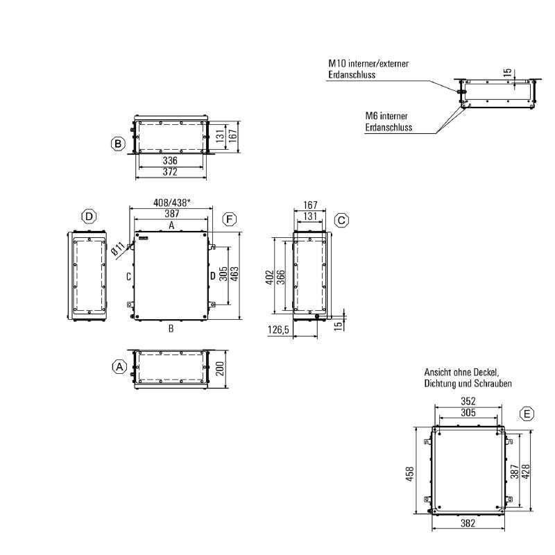 1196170000 - 458mm Electropolished Stainless Steel Terminal Box with Fixing Screw