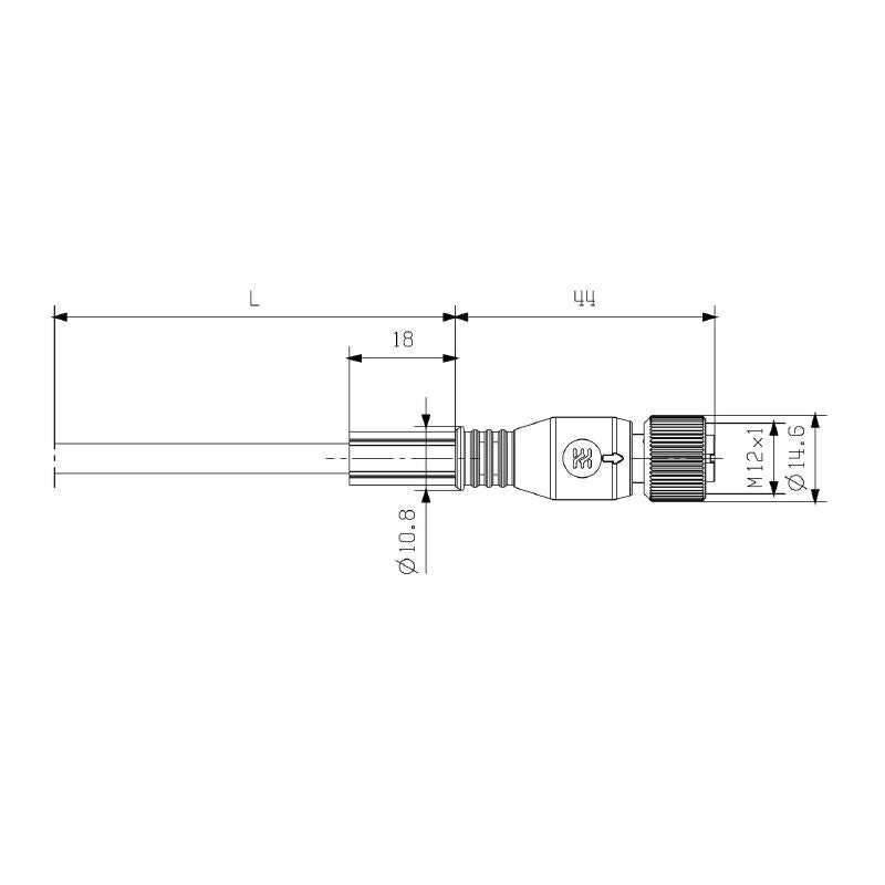 2812570150 - 1.5m M12 Connector with 4 Poles for Sensors/Actuators