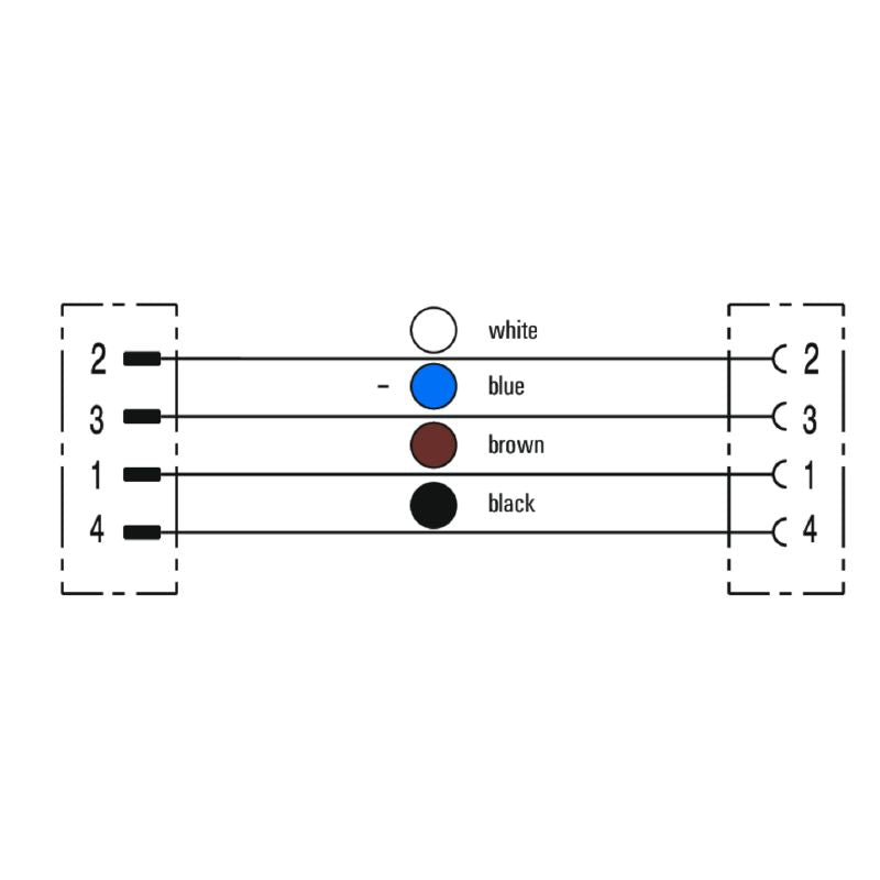 2050920500 - 5m M12 Power Cable, 4-Pole with Angled Sockets