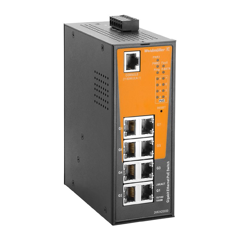2682420000 - 8-Port Managed PoE Switch, Gigabit Ethernet IP30 Rated