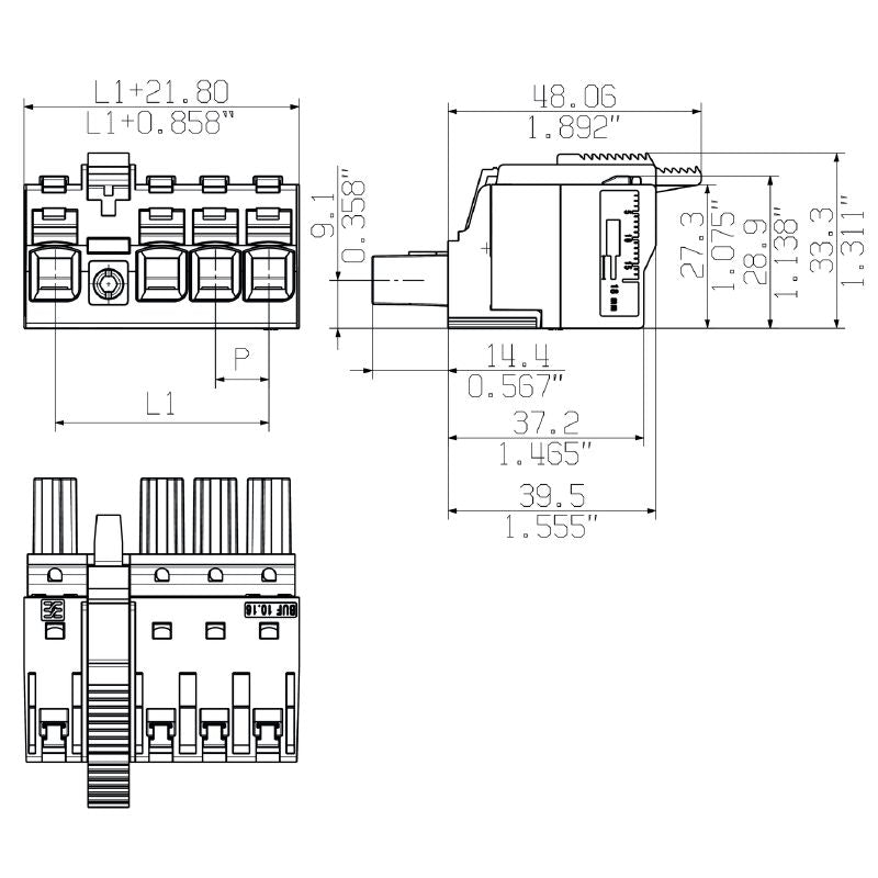2493230000 - 10.16mm PCB Female Plug Connector with PUSH IN Mechanism (Pack of 36)
