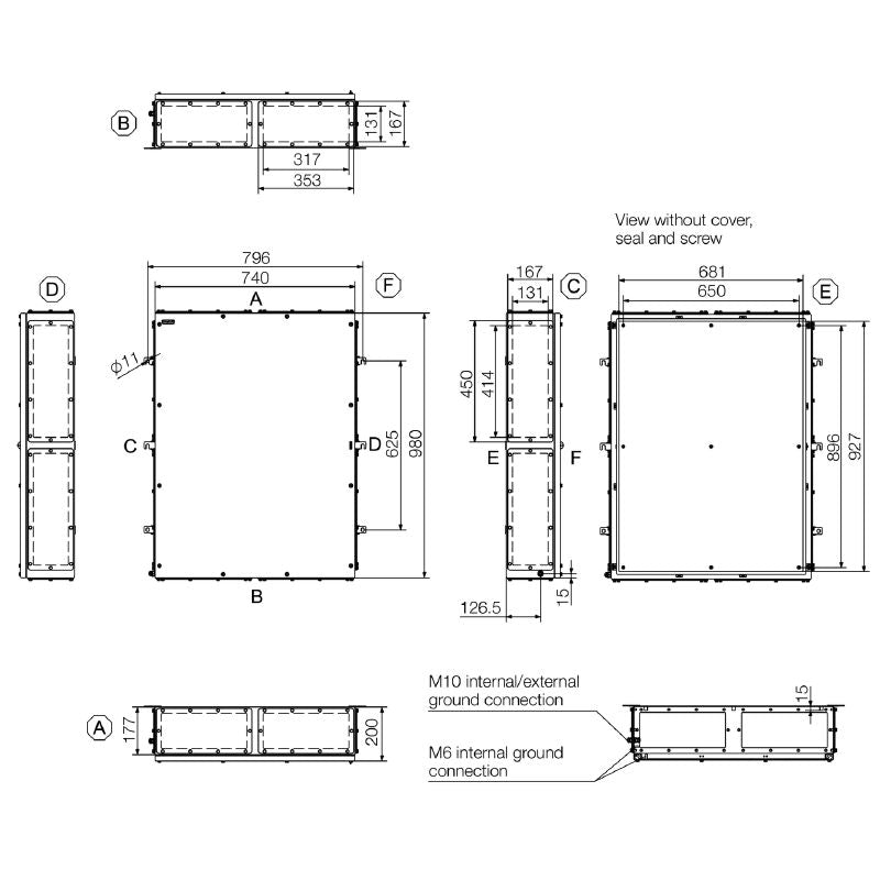 1195610003 - Stainless Steel Terminal Box 980mm x 740mm x 200mm