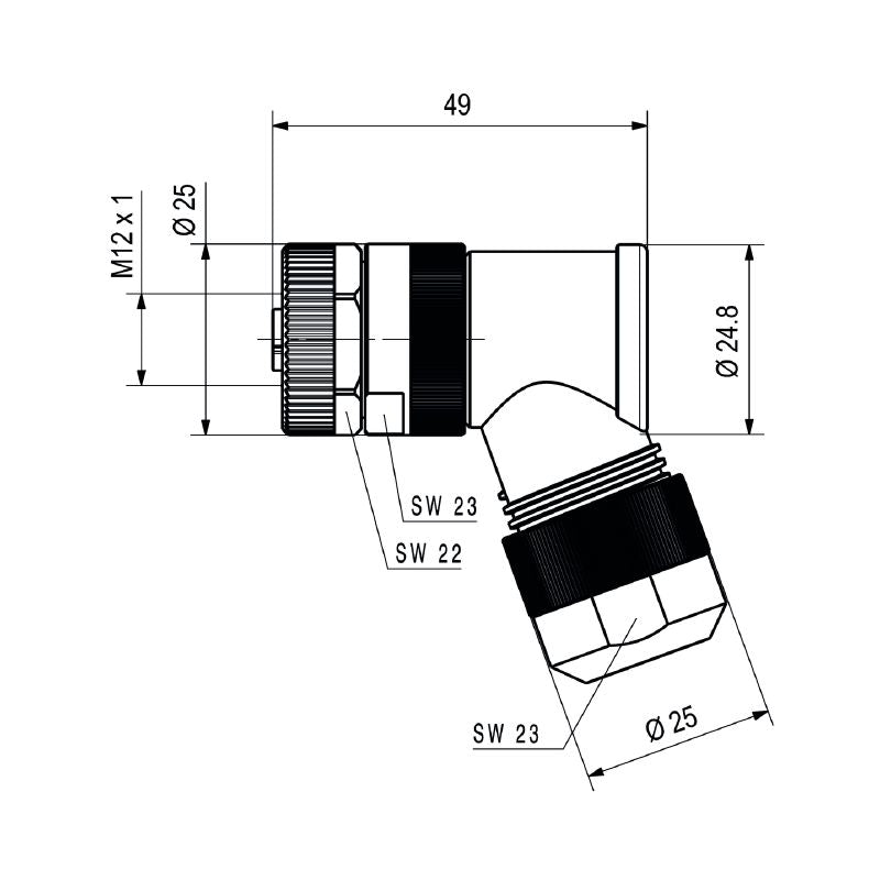 2812420000 - M12 K-Coded Field Attachable Connector, 8-13mm, IP67