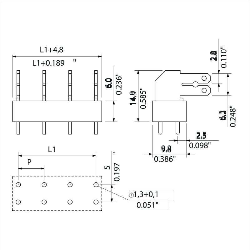 9511640000 - 7-Pole Angle Terminal PCB with 3.5mm Pins, Tinned Orange Finish (Pack of 50)