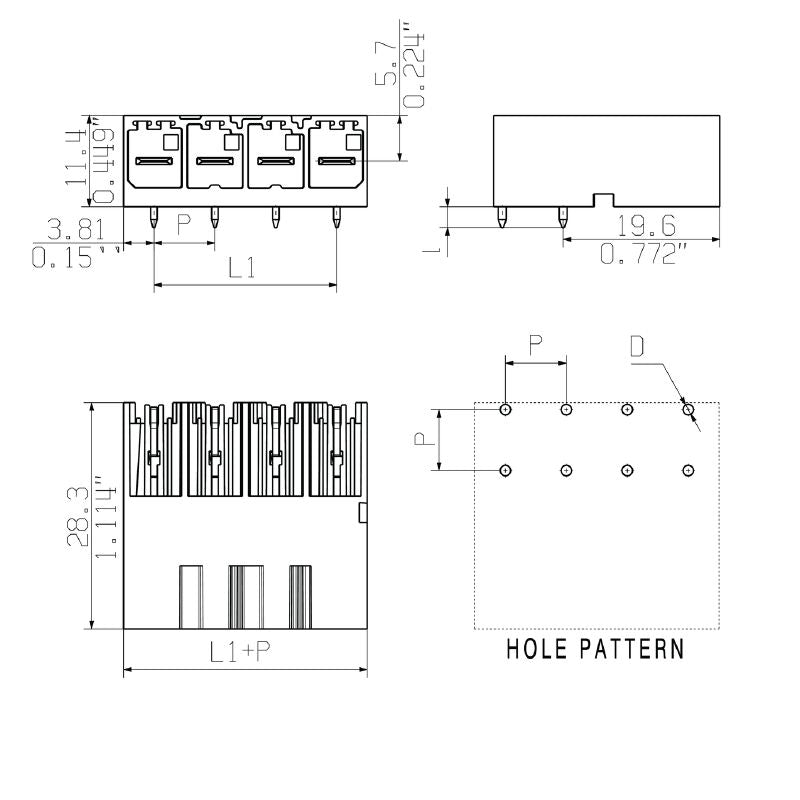 2499320000 - 7.62mm Tinned Male PCB Connector with 90° Angle (Pack of 120)