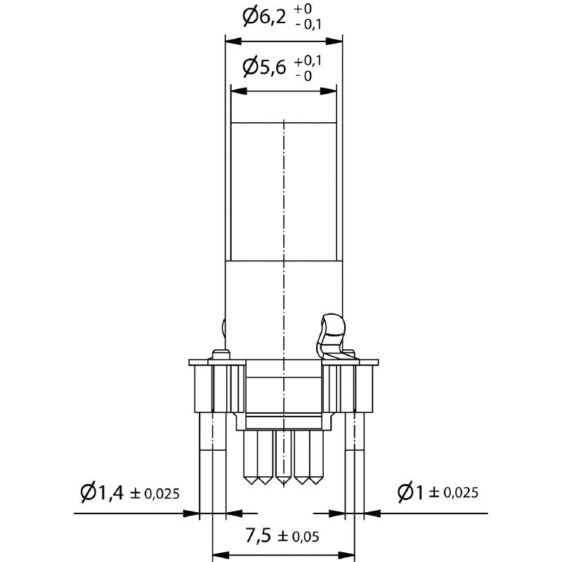 2424060000 - IP67 M8 Plug-In Connector with 5 Poles and Mounting Thread (Pack of 25)