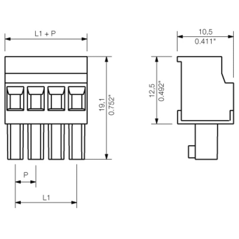 1798950000 - 3.81mm 4-Pole PCB Connector with 270° Angle (Pack of 50)
