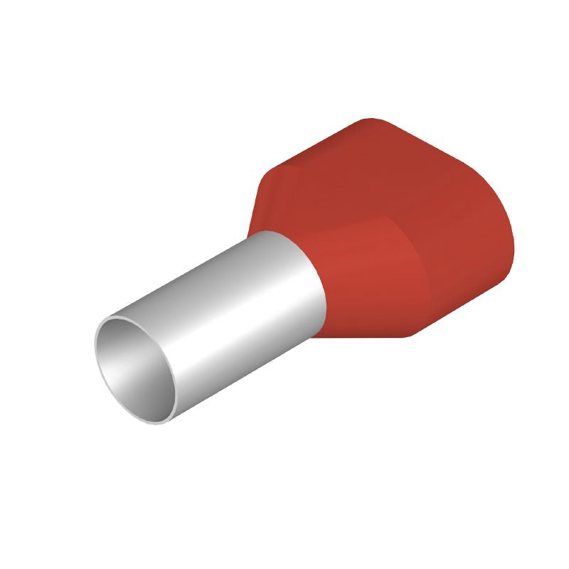 9018880000 - Red Twin Wire End Ferrule, 10mm², 13.4mm Collar Height (Pack of 100)