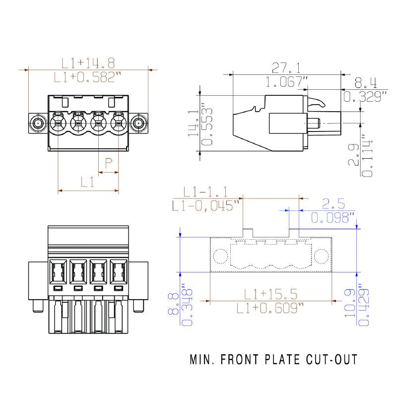 1959240000 - 5.00mm Female PCB Connector, 22 Poles, Right Angle (Pack of 12)