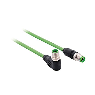 ZC1V018 - M12 Connection Cable, 8-Pin X-Coding & 4-Pin D-Coding