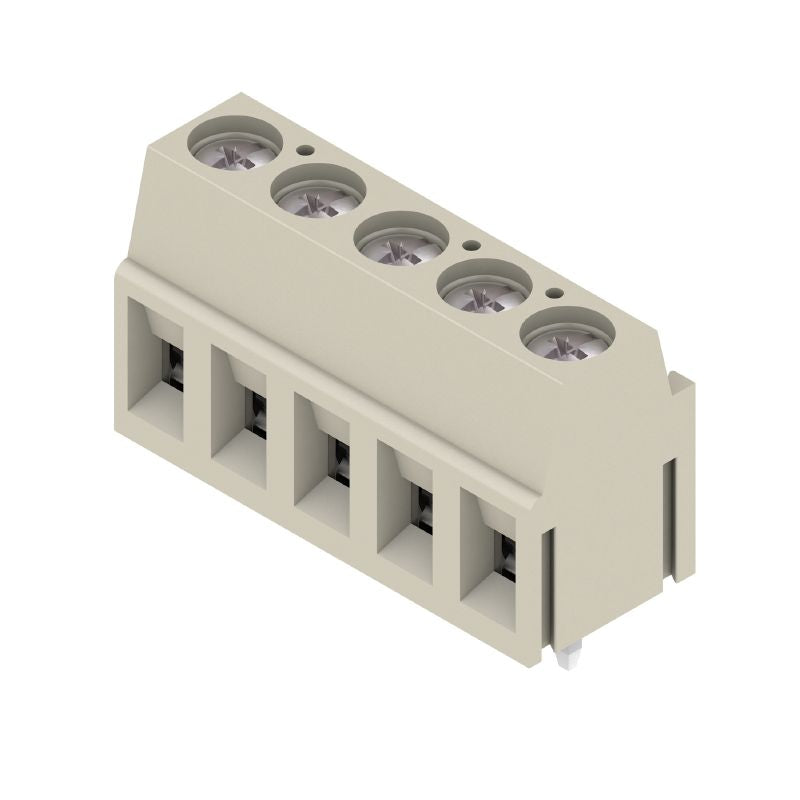 1913160000 - 5-Pole 5mm PCB Terminal for Easy Soldering, Pebble Grey (Pack of 72)