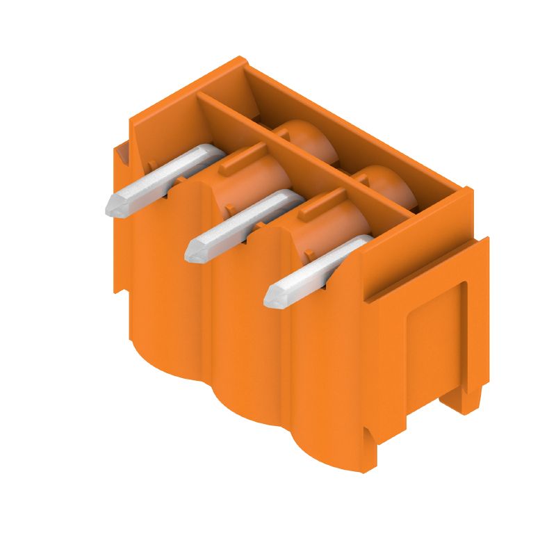 1580870000 - 3-Pole 5.00mm PCB Connector - 90° THT Solder, Orange (Pack of 100)
