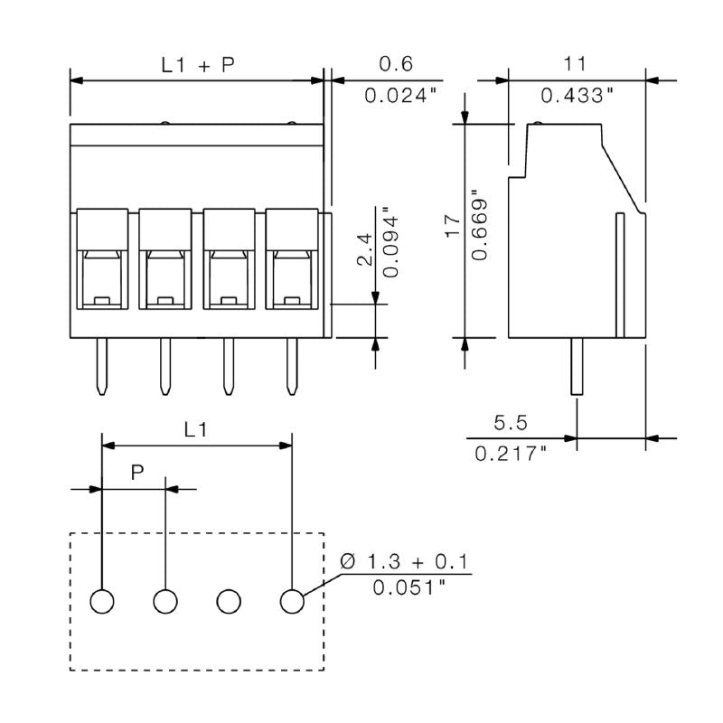 2634910000 - 5.08mm Orange PCB Terminal with 6 Poles, 90° Connector (Pack of 54)