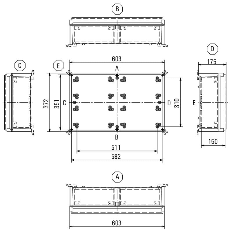 9502860000 - Light Grey Polyester Enclosure, 603mm x 372mm x 210mm