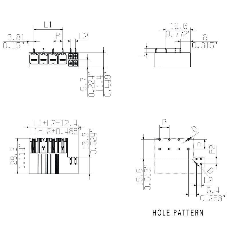 1091010000 - 7.62mm THT Male PCB Connector with 3 Poles and Black Pins (Pack of 48)