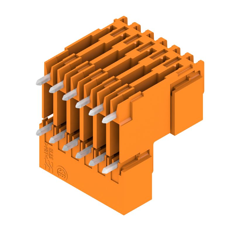 1642260000 - 12-Pole Orange PCB Connector, 90° Angle, 3.2mm Solder Pin (Pack of 50)