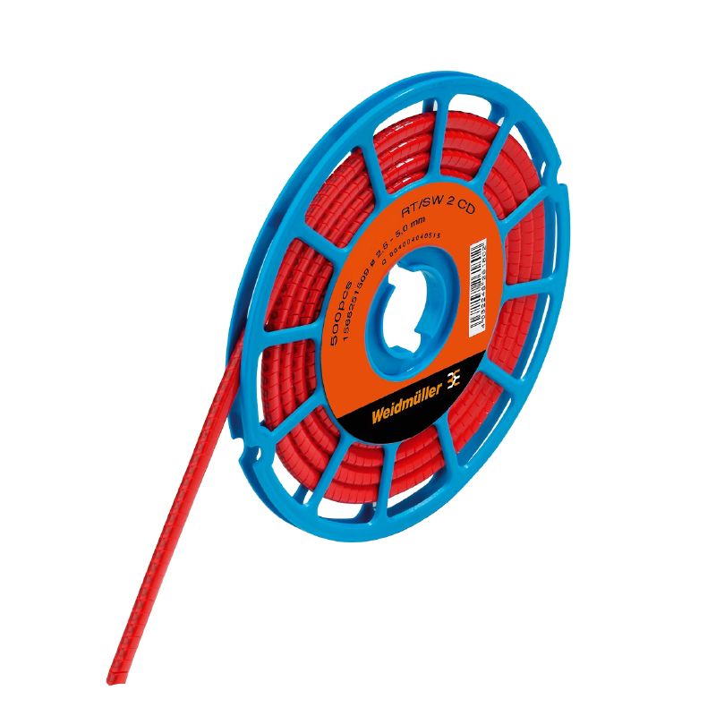 1568251509 - 500 Red PVC Cable Markers, 3x4.2mm for Industry Use (Pack of 500)