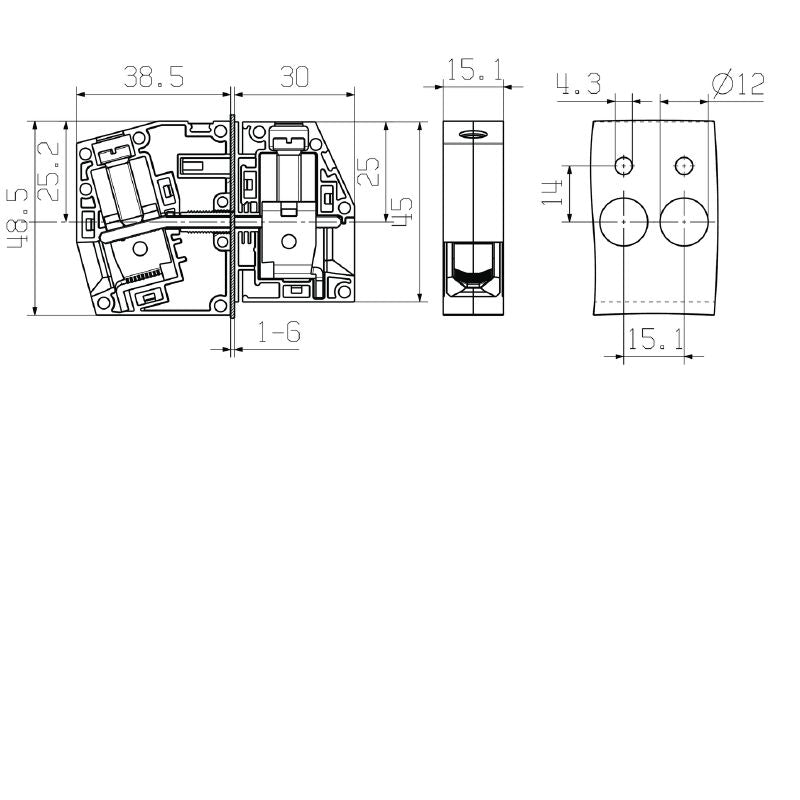 2444660000 - 25mm² Feed-Through Terminal in Wemid for Direct Mounting (Pack of 50)