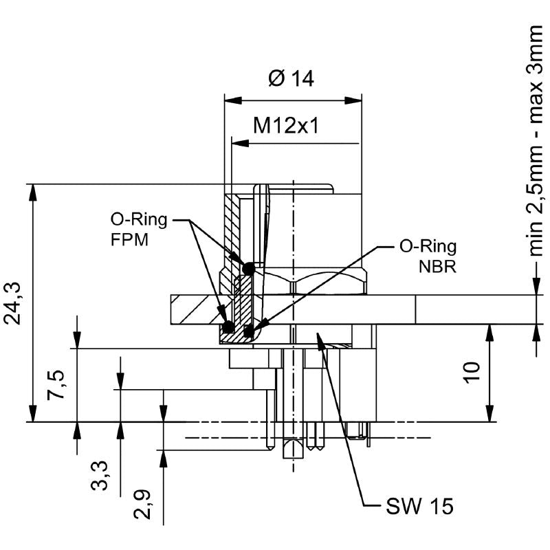 2421820000 - M12 8-Pole Plug, IP67 Rated, 10mm Height, Gold-Plated Contacts (Pack of 10)