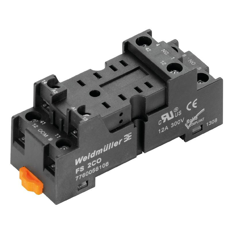 7760056106 - Flat 12A Relay Socket with 2 CO Contacts, 28.9mm Depth (Pack of 10)
